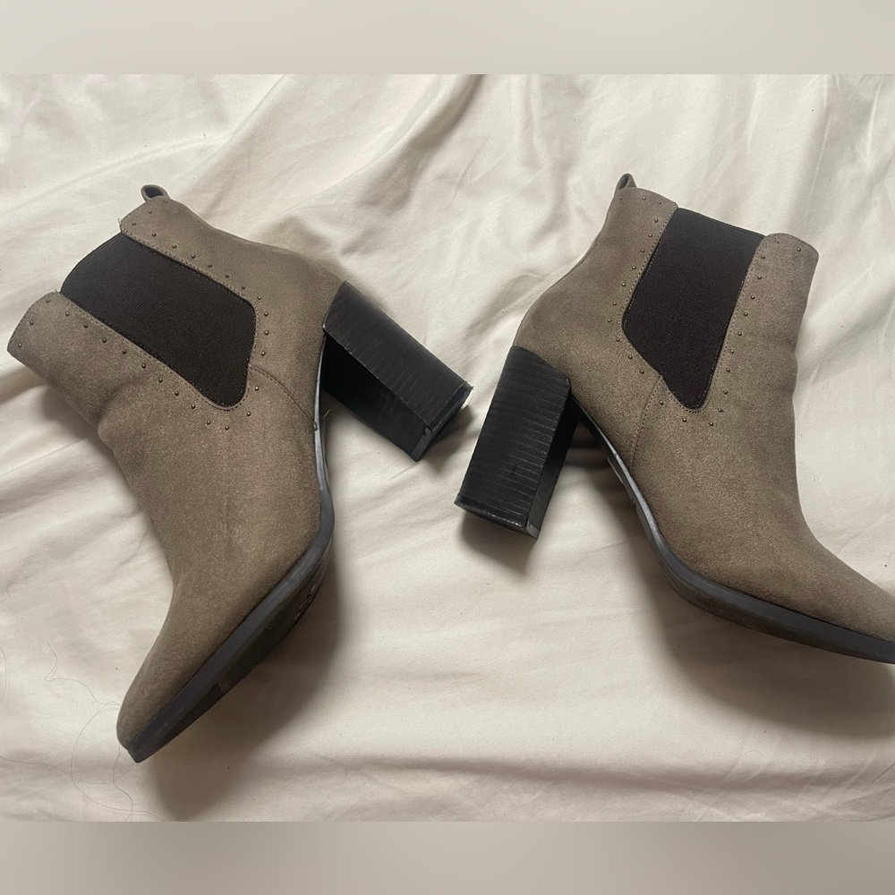 Brown n tan studded booties